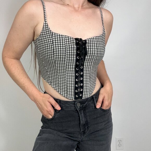 *Garage Alice Lace Up Black and White Bustier NWT - Picture 5 of 10